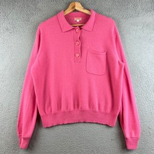 J crew Pink Fuchsia Cashmere collared sweater size M picture