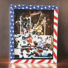 Miracle On Ice Signed Jack O'Callahan USA Flag Hockey Tape Custom Shadow Box picture