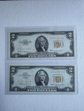 SET OF (2) TWO 1953 AND 1963   $2 Dollar Bill     ( Yellow SEAL🔥) picture