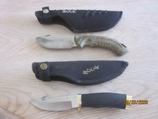 2 NICE COND. USED BUCK USA FIXED BLADE KNIVES W/GUT HOOK & SHEATHS-1, 691/1, 393 picture