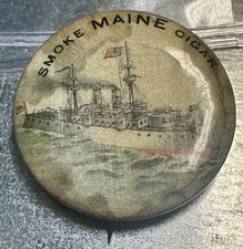 Rare 1890’s “Smoke Maine Cigars” Whitehead & Hoag Pin Pinback Button picture