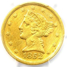 1852-D Liberty Gold Half Eagle $5 - PCGS AU Details - Rare Dahlonega Gold Coin picture