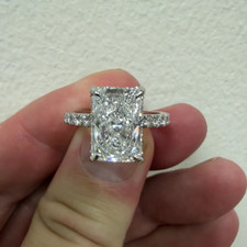 4.20 Ct Emerald Cut Moissanite Wedding & Engagement Ring In 925 Sterling Silver picture