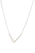 AMOUR Freshwater Cultured Pearl and 1/3 CT TGW Created White Sapphire Necklace picture
