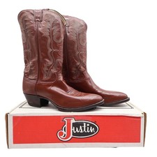 Justin 1284 Western Boots Mens 11 D Coconut Brown Buffalo Calf Leather NIB picture