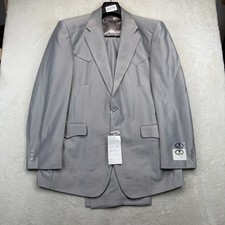 Vintage Western Suit Set Mens 40R 34 Gray Cowboy Rodeo Rockabilly 70s picture
