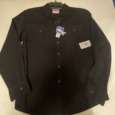 Wrangler Western Pearl Snap Shirt Men’s Medium Black NWT picture