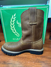 Habanna Men’s 8 Brown Leather Western Work Boots Pull-On Round Toe Oil Resistant picture
