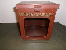 Vintage West & Company Biddeford Maine Metal Glass Store Display Box Bin picture