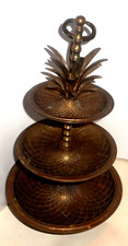 Mid 20th Century Vintage Brass Tiered Pineapple Design Serving Stand / Tray picture