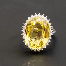 4.18 Ct Oval Cut Natural Yellow Sapphire Diamond Wedding Ring 14K White Go picture