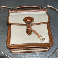Vintage Dooney & Bourke Purse Surrey Carrier Pebbled Leather Beige Tan SEE PICS picture