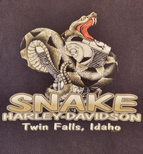 Vintage 2003 Harley-Davidson T-Shirt Snake Twin Falls ID Men's L Black USA picture