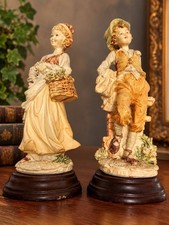 Vintage Pucci Capodimonte Boy & Girl Figurines 9” Signed Italy Pair picture
