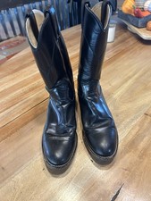 Justin Original Black Leather Roper Boots Men’s Size 6 picture