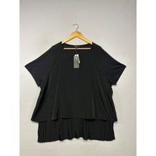 Minimalist Contemporary DG2 by Diane Gilman Women 3X Black Pleated Layered Top picture