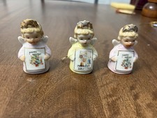 1950s Ardalt Japan Angel Bell Christmas Ornaments Lot 3 Ceramic Vintage MCM picture