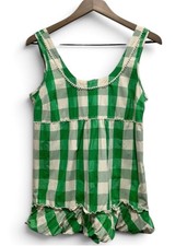 Vintage Y2K Juicy Couture Green Gingham Babydoll Cami Bow M picture