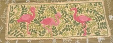 VTG Pier 1 Imports Pink Flamingo Glass Bead Embroidered Table Runner 36” x 16” picture