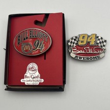 Vtg Bill Elliott 94 NASCAR Belt Buckle Lot McDonald's Big Cabin NOS Pewter picture