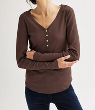 SONOMA Goods For Life Women's Naveena Plum Ribbed LS Henley - Size M/L/XL/XXL picture