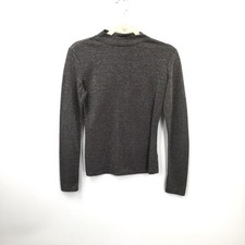 Reformation bailey Gray metallic Sparky Long Sleeve Mock Neck top silver black M picture