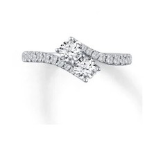 Antique 0.50Ct. White Round CZ Two Stone Wedding Anniversary Ring in 925 Silver picture