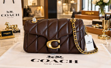 COACH Tabby 20 Quilted Leather Shoulder Bag Brown Crossbody Purse CP149 NEW picture
