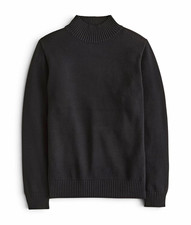 J.Crew Men’s M Cotton Knit Black Solid Mock Neck Long Sleeve Sweater NWT picture