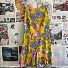 1960’s Alice Polynesian Fashions Playsuit Neon Psychedelic Resort Wear Romper picture