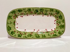 LENOX Holiday Gatherings Damask Hors D’oeuvre Tray Christmas Holly  14 7/8” picture