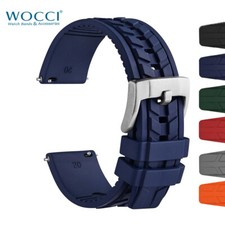 WOCCI FKM Rubber Watch Straps for Men and Women 20mm 22mm Replacement Bands picture