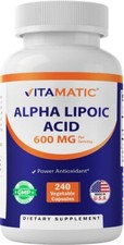 Alpha Lipoic Acid (ALA) 600mg Per Serv 240 Vegetable Caps Vitamatic Antioxidant picture