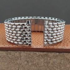 18mm 20mm 22mm Beads of Rice Stainless Speidel Expansion Unused 1970s Watch Band picture