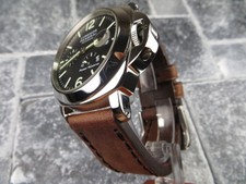 24mm NEW COW LEATHER STRAP Brown Watch Band Black Stitch for PANERAI 1950 24 mm picture