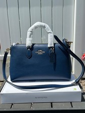Coach Georgia Leather Shoulder/Crossbody Satchel Gold/Deep Blue NWT & STUNNING picture