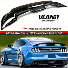 GT500 Style Rear Spoiler W/Smoke Gurney Flap For 2015-2023 Ford Mustang Black picture