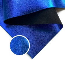 Real Bright Blue Metallic Lambskin Genuine Shiny Leather 12x12in Royal Blue picture