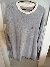 Vintage Guess Jeans Long Sleeve Crewneck Sweater Embroid Logo L Gray/White 18-23 picture