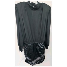 Fashion Nova She Means Business Mini Dress Black Padded Shoulder Open Back 1X picture
