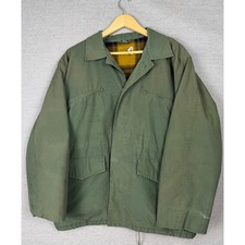 Vintage 50s 60s French Chore Jacket Olive Green Hunting Flannel Lined picture