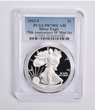 2012-S American Silver Eagle 75th Anniversary SF Mint Set PR70 DCAM PCGS picture
