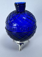 1880s Van Cutsem St. Quentin COBALT BLUE QUILTED ROUND GLASS Rare Target Ball picture