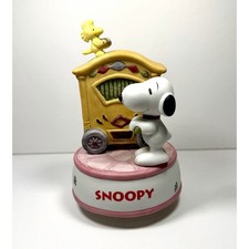 Vintage Sekiguchi Peanuts Snoopy Japan Music Box Crank Organ Figure 1997 Rare picture