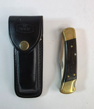 Buck 110 USA Folding Hunter Knife Lockback W/Leather Belt Buck Sheath Vintage picture