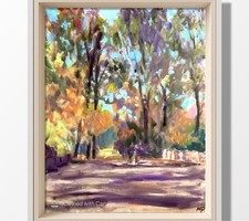 PDQ Original 20x16 Impressionist Autumn Central Park NYC Painting Signed Canvas picture