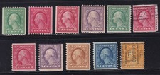 MATT'S STAMPS SCOTT #486-493, 495-497 WASHINGTON-FRANKLIN COILS, MH/USED CV$875 picture
