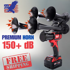 💥Milwaukee PREMIUM 18V impact Train Air Horn 4X QUADRUPLE  Loud Air Trumpet picture