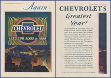 Vintage 1929 CHEVROLET Motor Car Automobile 1,350,00 sixes in 1929 20's Print Ad picture