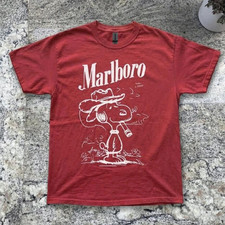 Gildan Red Marlboro Snoopy Graphic T Shirt Vintage Style Reprint Tee S-5XL picture